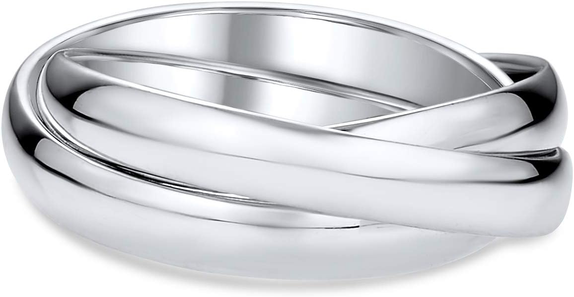 Bling Jewelry Stacking Style Simple 3 Three Row Wide Band Ring For Men Women Polished .925 Sterling Silver