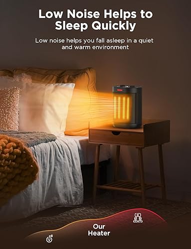 Miniatura 5 de Calentador de espacio pequeño de 1500 W, calentadores eléctricos para uso en interiores, calentador de cerámica PTC con termostato ajustable,
