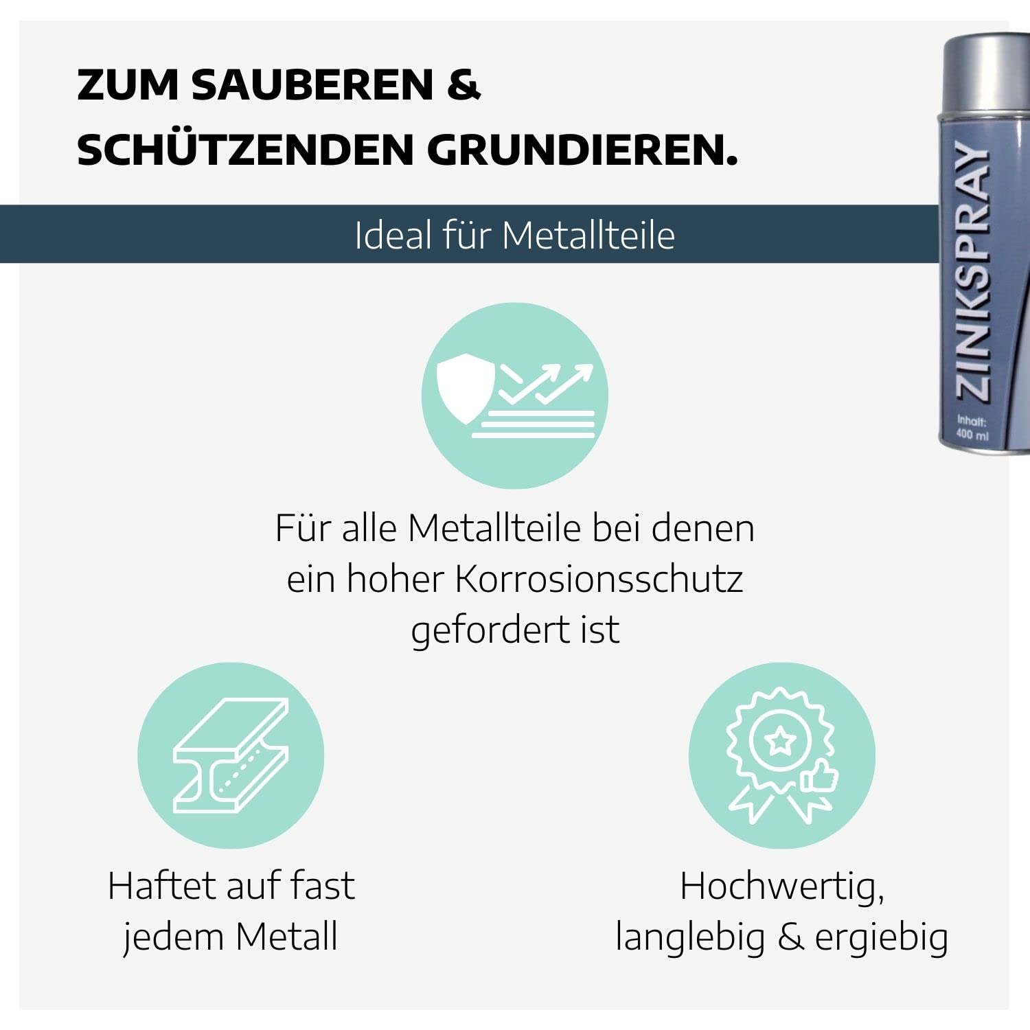 Zink-Spray 400ml I 12 Dosen Korrosionsschutz-Spray I schnelltrocknendes Rostschutz-Spray I Punktschweißfarbe I hitzebeständiges Grundierung Spray (490°C) I Baustellen-Spraydose