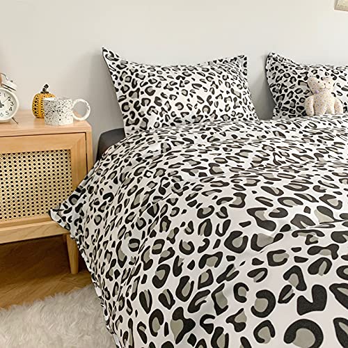 Leopard Comforter Cover Full Black Cheetah Print Bedding Sets African Safari Animals Tie Dye Duvet Cover Set For Kids Adults Reversible Grey Abstract Art Quilt Cover 3 Pcs Home Decor (No Comforter) #TOP2