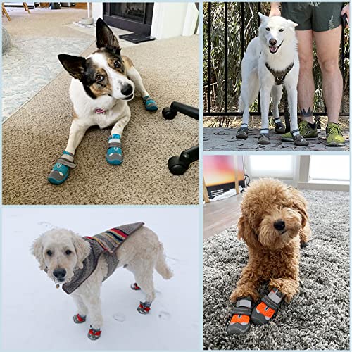 Dog Shoes For Small Medium Dogs: Large Dog Boots & Paw Protectors For Hot Pavement Winter Snow, Outdoor Walking 4Pcs Dog Booties, Indoor Hardfloors Anti Slip Sole Dog Shoes Brown Size 4 #TOP1