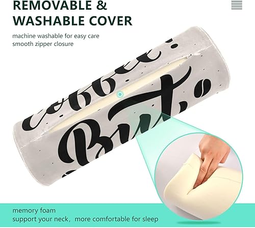Miniatura 4 de Yuiboo But First Coffee Yoga Bolster Pillow Bedding Essentials Round Neck Roll Pillow Long Round Pillow Memory Foam Cylinder Pillow Cervical Neck