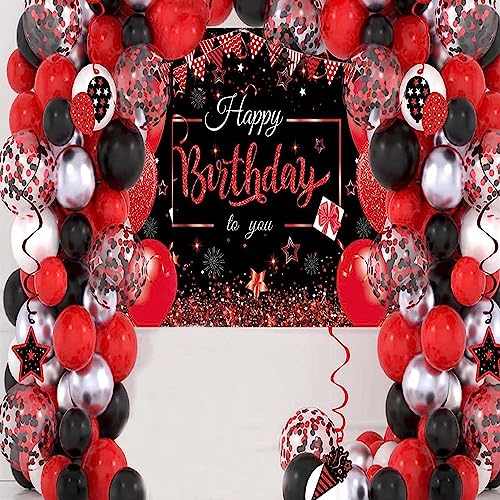 Image of 50Pcs 12inch Black Red Confetti Balloons with Black Red Latex Balloons for Arch,Wedding, Birthday, Baby Shower, Halloween,Family Party Decoration