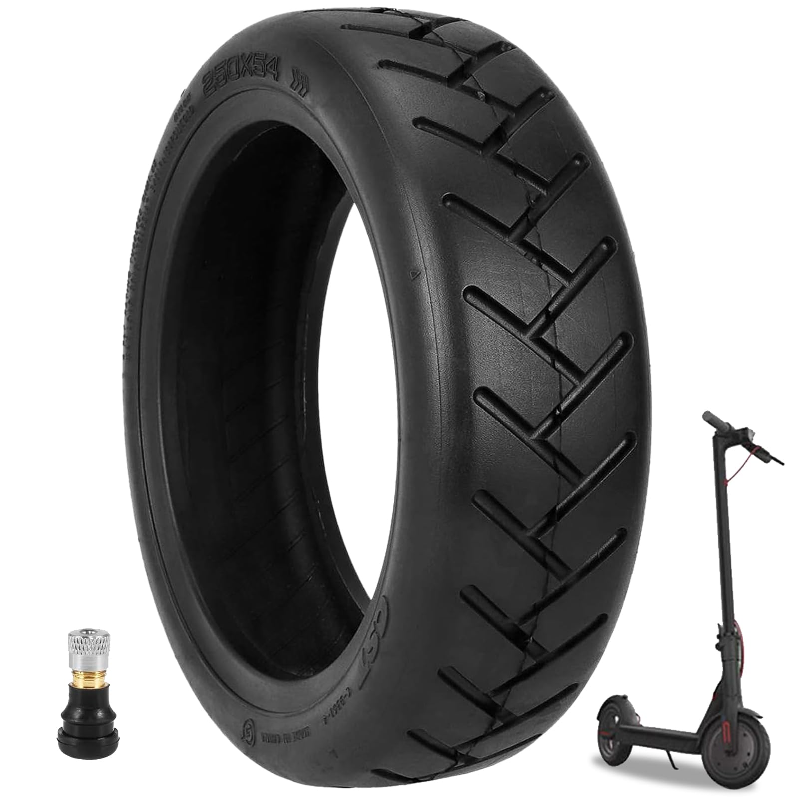 250x54 Rueda Patinete para Xiaomi 4 Pro y 4 Lite | 10 Pulgadas Rueda Repuesto con Válvula, Neumático para Patinete Eléctrico sin Camara