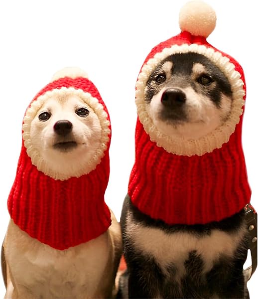 NACOCO Gorro de Navidad para Perro con pompón de Ganchillo
