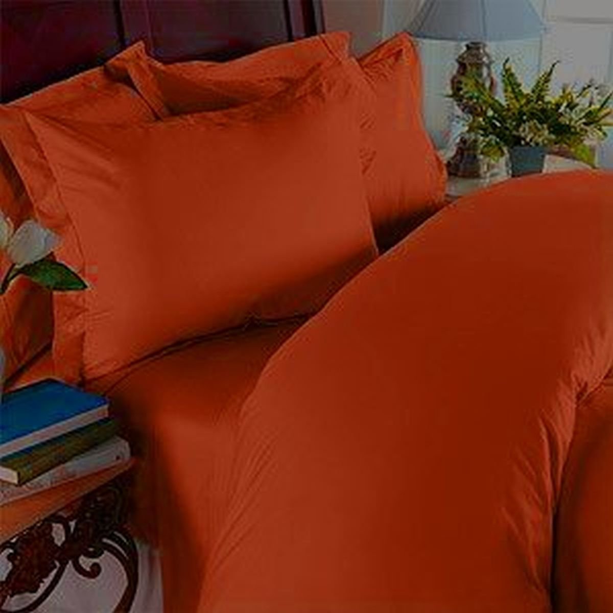 Elegant Comfort Luxury Ultra Soft 1500 Thread Count Egyptian Quality 4-Piece Coziest Sheet Set - Wrinkle Free/Fade Resistant, California King Rust-Orange