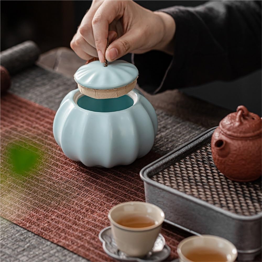 Set Da Tè Barattolo for la conservazione del tè sfuso Barattolo rotondo for la conservazione del tè Barattolo piccolo in ceramica sigillato Set da tè Set di scatole regalo con doppio barattolo Baratto