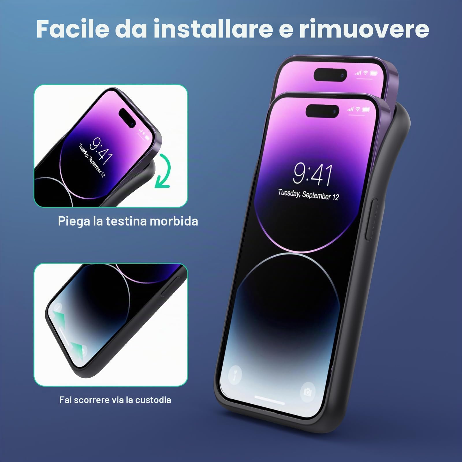 Feob Custodia per batteria per iPhone 14 Pro, con batteria supplementare da 7200 mAh, con batteria ricaricabile rimovibile, per iPhone 14 Pro [6,1 pollici)
