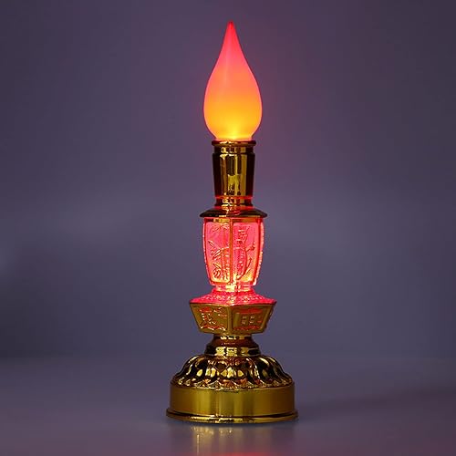 Miniatura 5 de TOPINCN Lámpara de vela decorativa de luz eterna budista retro con cuentas de dios de la riqueza, lámpara de regalo de Buda lámpara decorativa LED