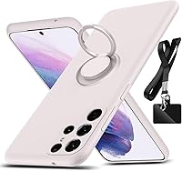 Vista 14 de Funda para Galaxy S22 Ultra, con soporte de anillo giratorio de 360° y cordón de correa de silicona líquida delgada a prueba de golpes para Galaxy