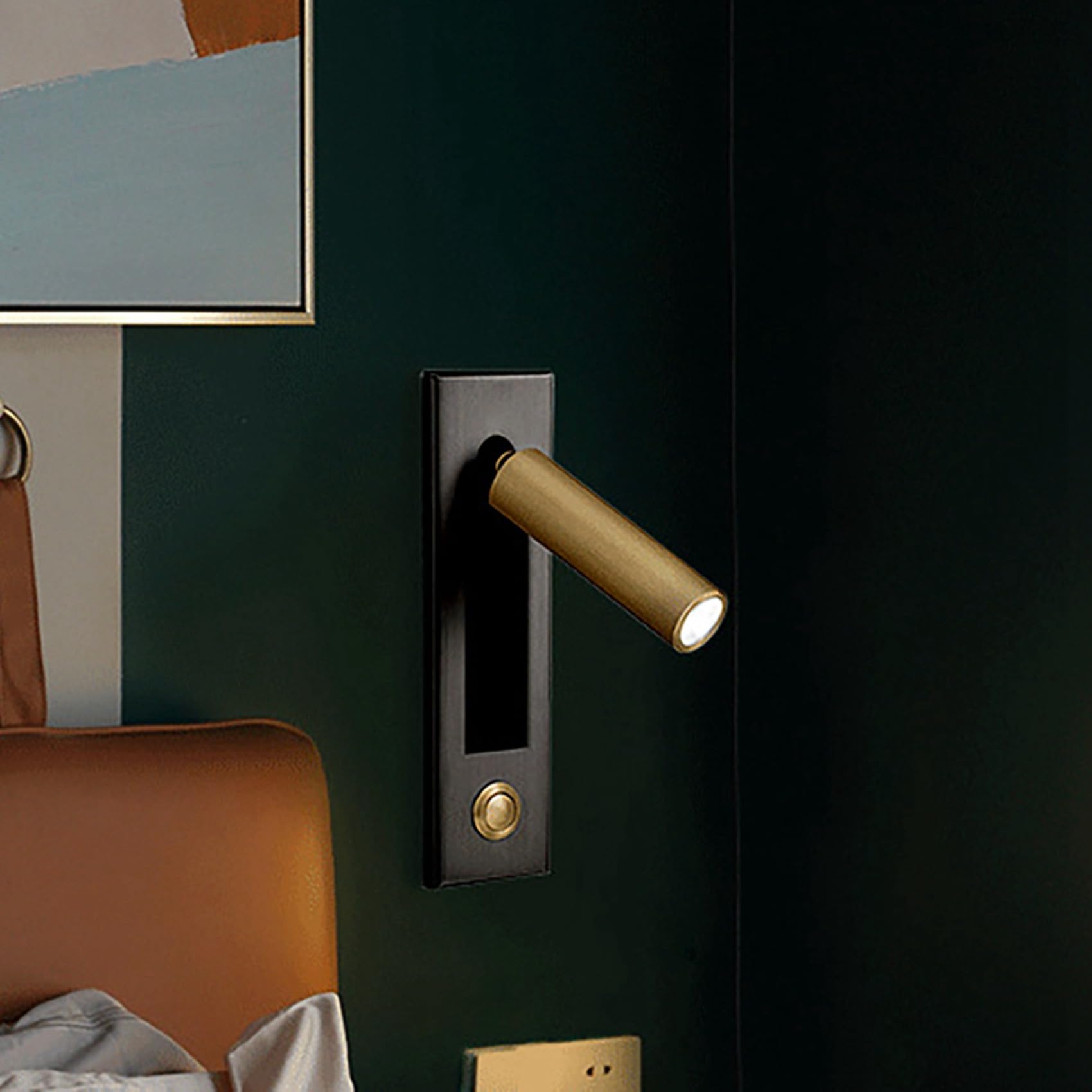 3X Luces de Lectura, Luz de Pared para Cabecera, Luz de Lectura, Interruptor Empotrado, Lámparas de Pared para Sala de Estar, Dormitorio, Negro Dorado