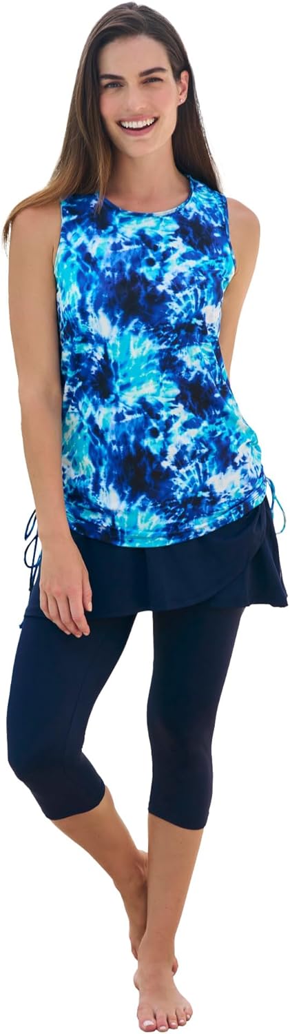 Swimsuits For All Swim 365 Women's Plus Size Chlorine Resistant Swim Tank Coverup with Side Ties
