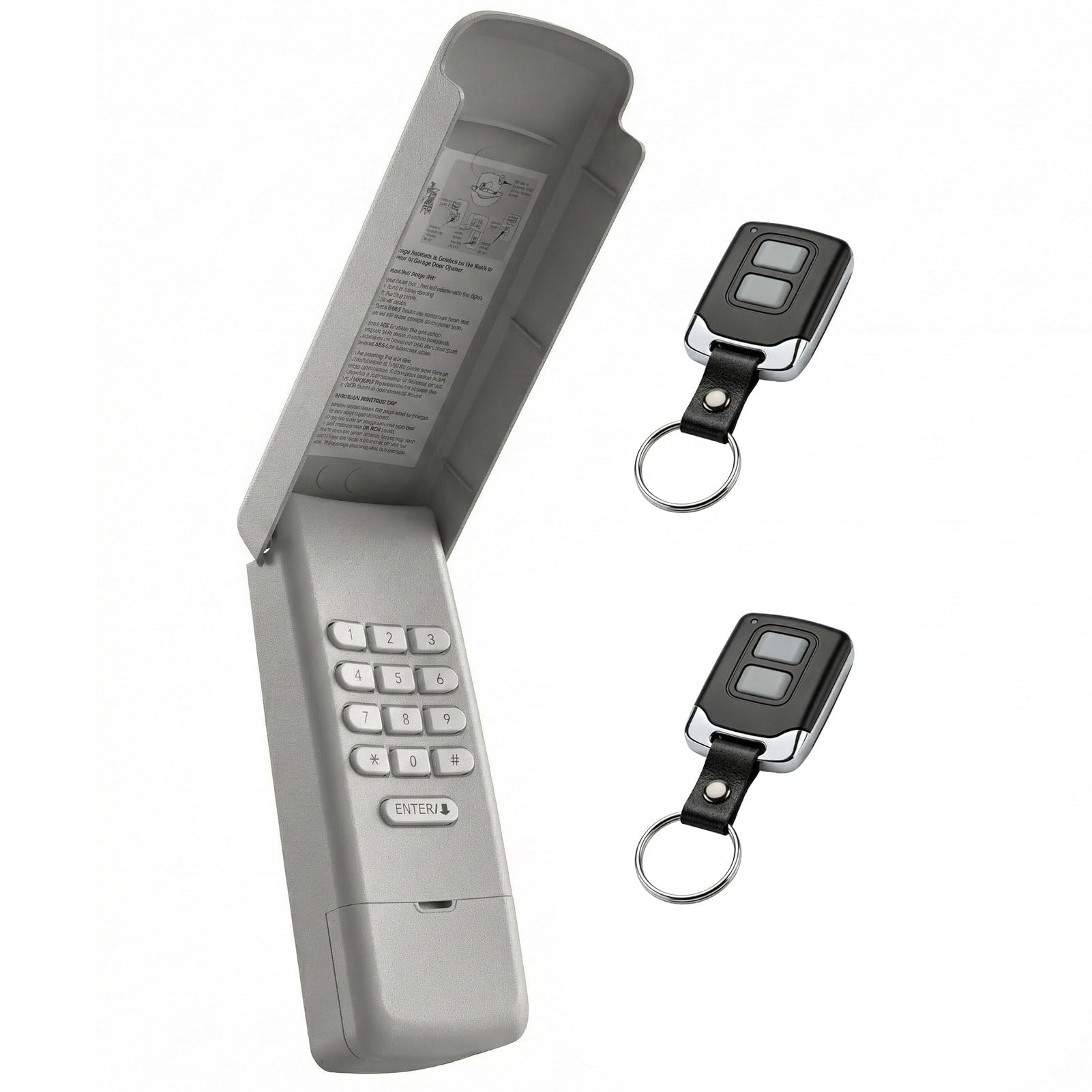3-in-1 Universal Garage Door Opener Keypad with 2 Keychain Remote Compatible with Liftmaster Chamberlain Craftsman with Yellow Purple Red Orange Green Learn Button Replaces 877MAX 878MAX 893MAX 973LM