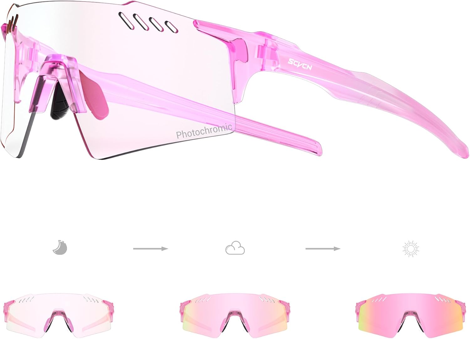 SCVCN Photochromic Cycling Glasses UV400 Protection for Women Men Sports Glasses TR90 MTB Running Mountain Bike S9A2