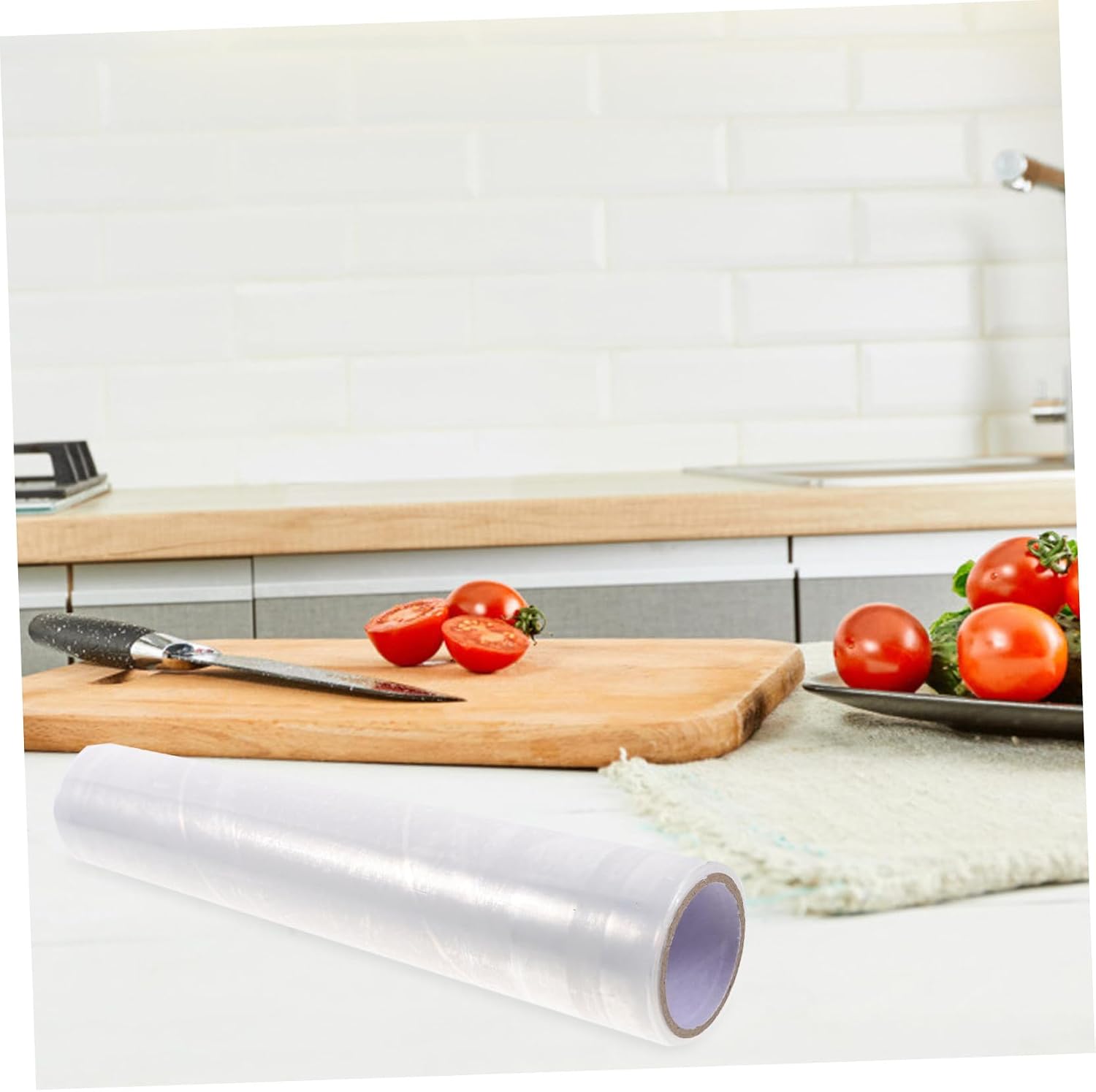 Vaguelly Food Cling Wrap 2 Rolls 25cm X 45m Disposable Pe Foodservice Film with Slide Cutter, Kitchen Food Save Wrap for Fresh Fruit and Vegetable Storage