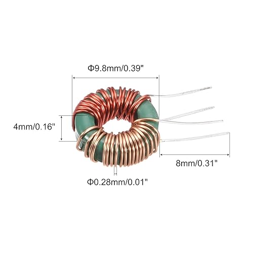 Miniatura 2 de MECCANIXITY Toroid Inductance - Bobina de cobre magnética de inductancia 2mH 2A para placa de circuito de bricolaje, paquete de 5