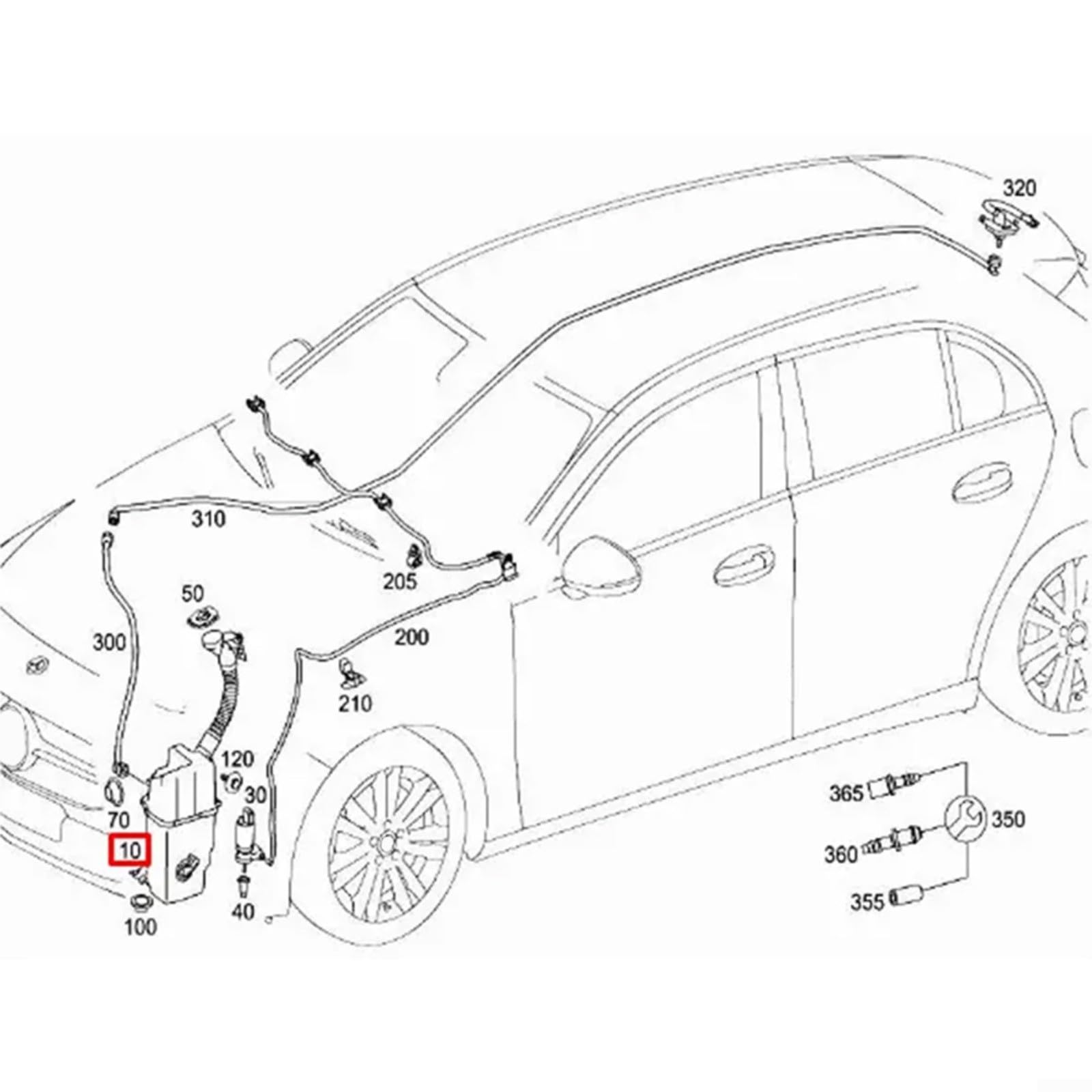 Detergente Depósito Lavaparabrisas Compatible con Mercedes Clase A W177 2017+ Reemplazo para A1778690100 ABS Plástico Negro Blanco Fácil de Instalar Duradero Resistente Forma Estable