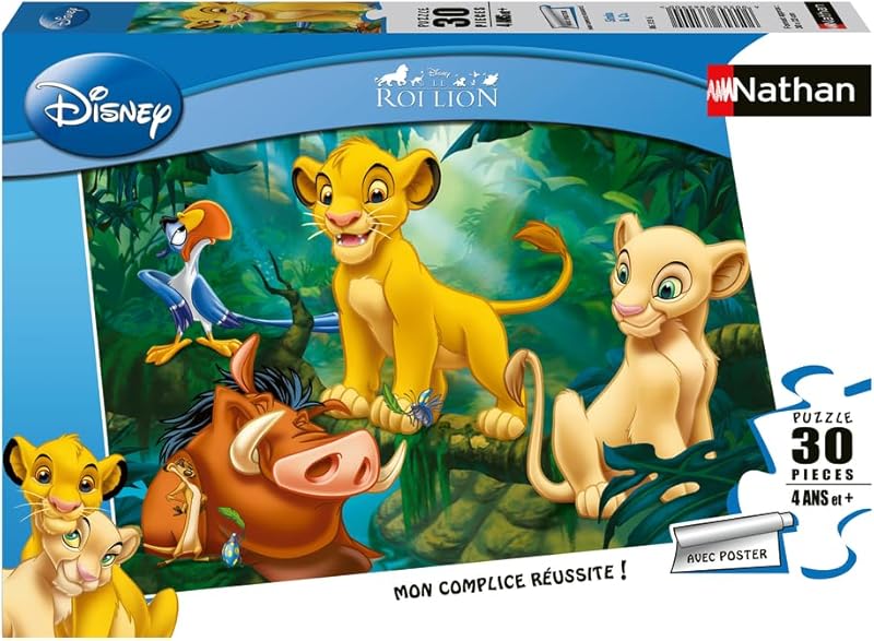 Nathan - Puzzle enfants - 30 pièces - Simba & Co. - Disney - Fille ou garçon dès 4 ans - Puzzle de qualité supérieure - Carton épais et résistant - Animaux - 86313