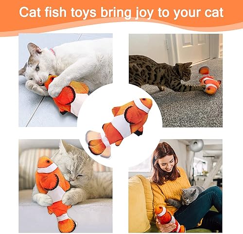 Miniatura 6 de Tocirelo Juguete para gatos, juguete interactivo para gatos aburridos de interior, juguete de pez flexible de movimiento automático, juguete de 11