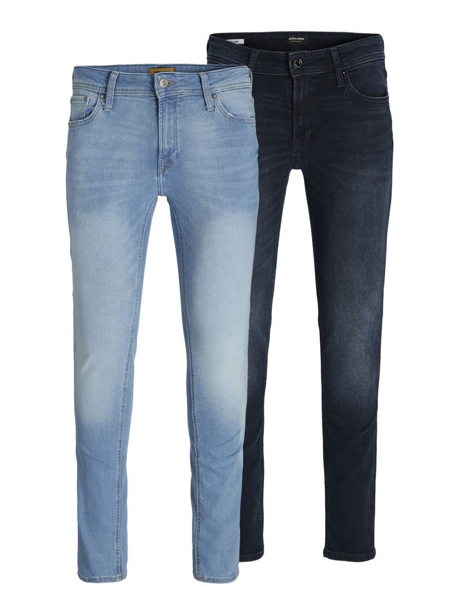 Jack & Jones Men's Denim Blue Jjiliam Jjoriginal Agi 002/004 2Pk Mp Jeans, Blue Denim/Pack: Blue Denim, 34W 34L Uk
