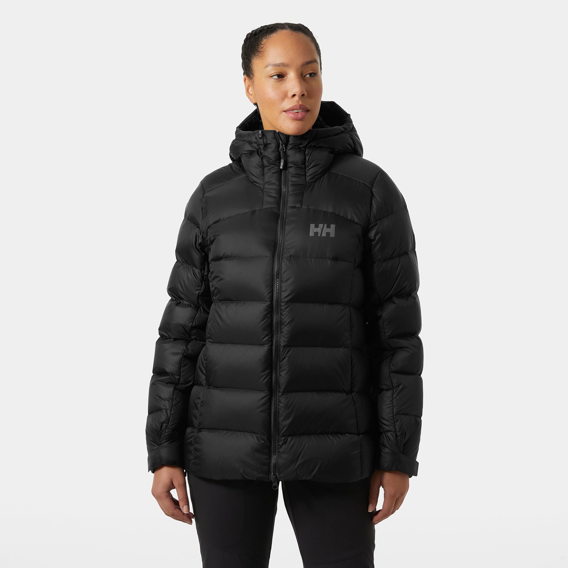 Helly-Hansen Chaqueta Glacier de plumón para mujer, plumón hidrofóbico de 800 FP, aislamiento PrimaLoft, cremallera YKK, capucha ajustable