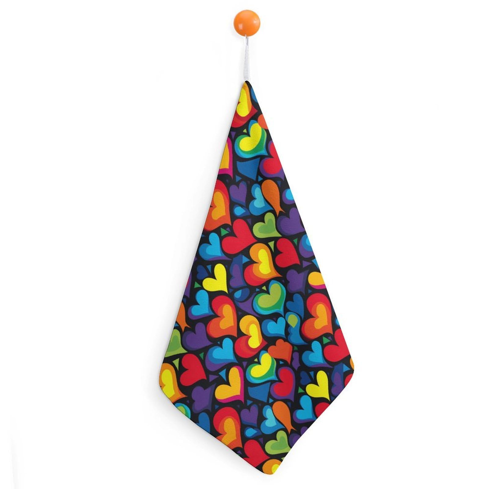 CGSBNGHA Heart LGBT Rainbow Hand Towel Hanging Face Towels Cleaning Cloths Handkerchief for Bathroom Kitchen