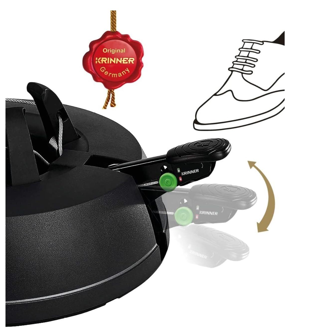 KRINNER® Green Line Comfort Grip S Recycling Christbaumständer Weihnachtsbaumständer inkl. Fußpedal Einseiltechnik mit 3 Liter Wassertank für Baumhöhe bis 2,3m Made in Germany 94219, Schwarz
