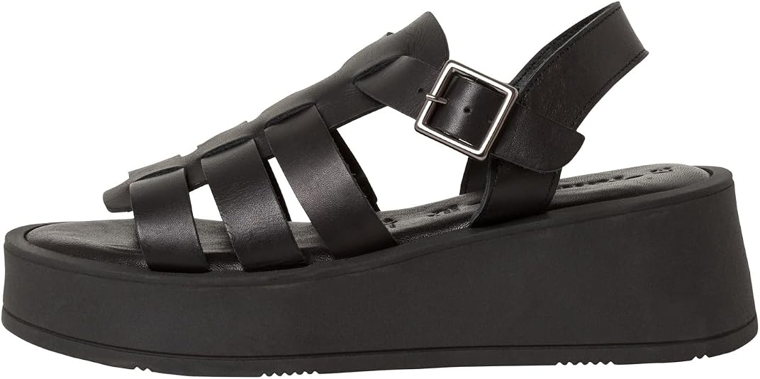 Sandale Femme Tamaris Talon 7.5 Cm - Cuir Véritable Confort Velcro Style Urbain