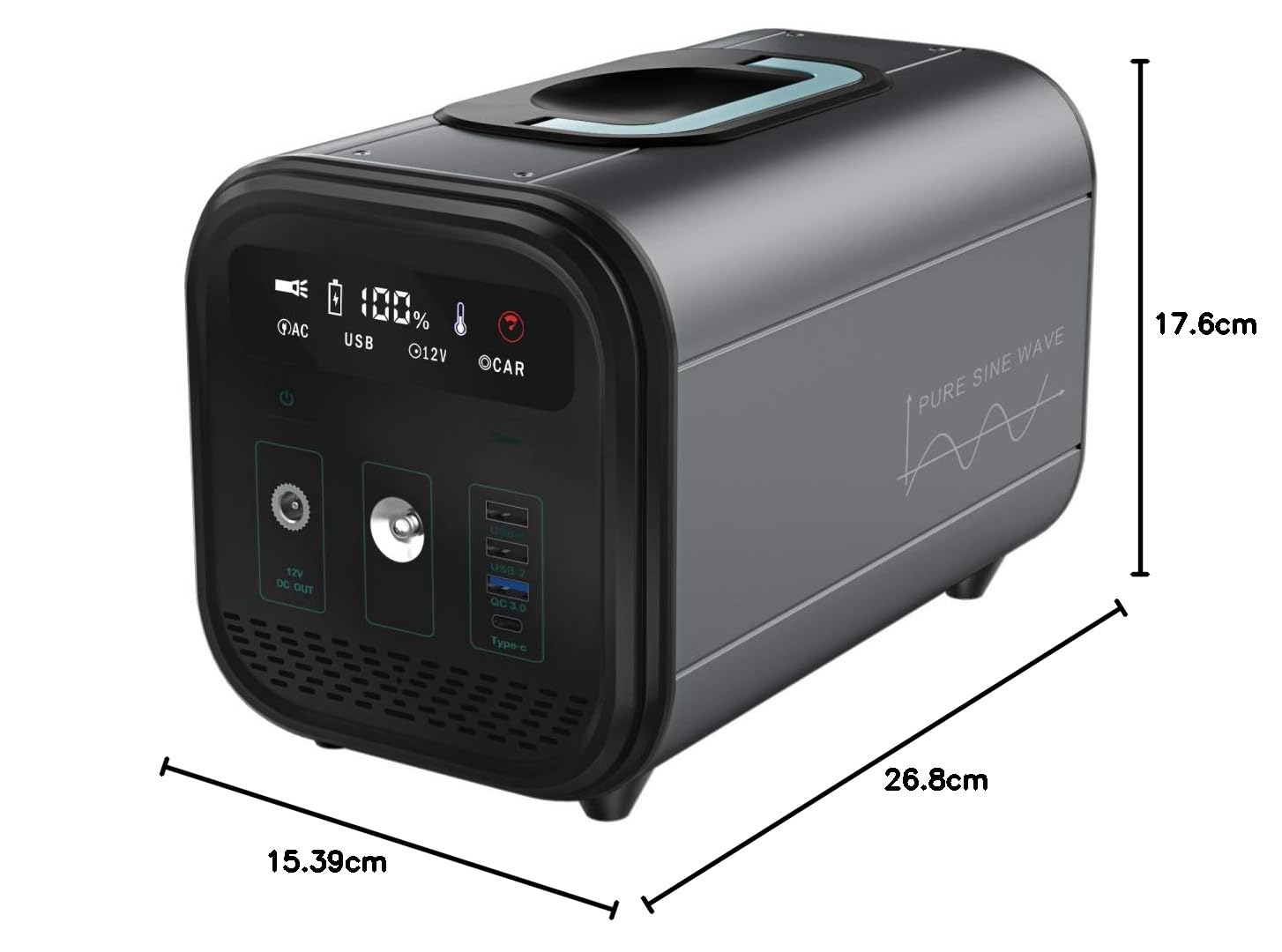 Etna VolcanoBat 384Wh/120000mAh Accumulatore di energia a onda sinusoidale pura con batteria LiFePO4, uscite AC/DC/USB-C/Auto, campeggio, caravan, camper