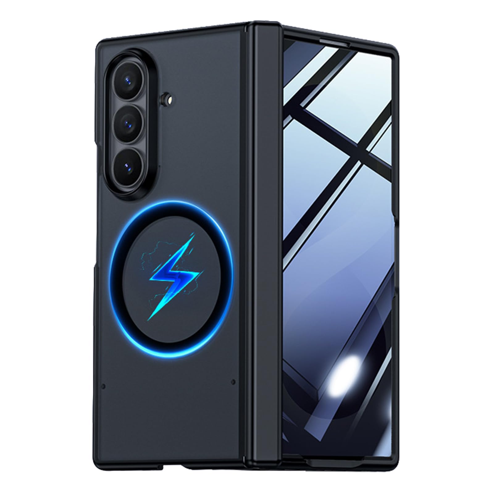 MFAOSHI Magnetic Case for Samsung Galaxy Z Fold 8 Ultra, Anti Peeping Screen Hinge Protection Case Frosted Translucent Phone Cover,Black,Fold 8 Ultra