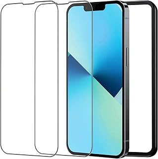 ガラスフィルム iPhone13 / iPhone13Pro 用 保護フィルム 全面保護 アイフォン 13 / 13Pro 用 強化ガラス 液晶画面 保護シート 2枚セット ガイド枠付き 透明-黒縁