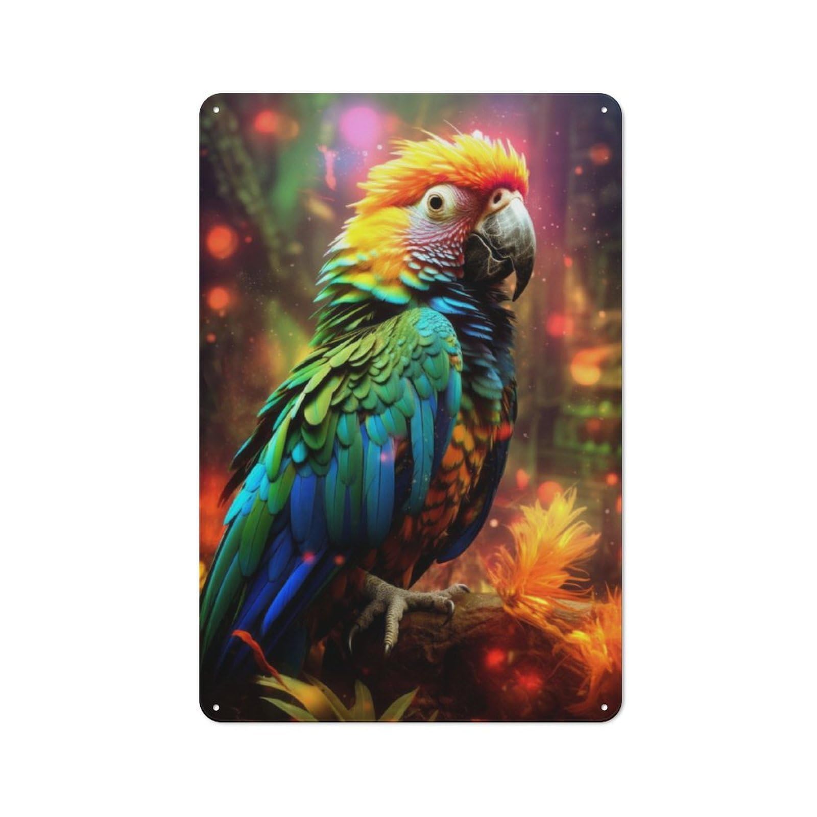 Junmoney Majestic Parrot On Ground Rustic Tin Sign 30X20cm For Living Room Or Hallway, A Metal Wall Feature For Living Rooms And Hallways