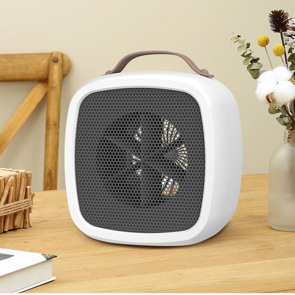 FLUZOV 500-Watt Mini Room Heater - Portable Plug-In Electric Handy Air Warmer Personal Desktop Space Mini Fan Heater Blower with Overheat Protection for Home, Office, Bedroom