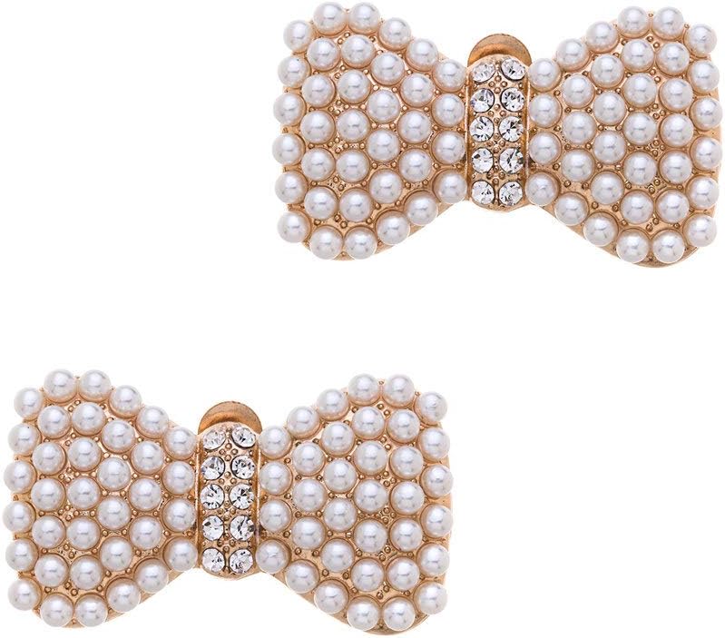 RuihfasKorean Fashion Luxury Pearl Rhinestones Bow Shoe Clips Buckles Crystal Bowknot Hat Dress Shoes Clip Decoration