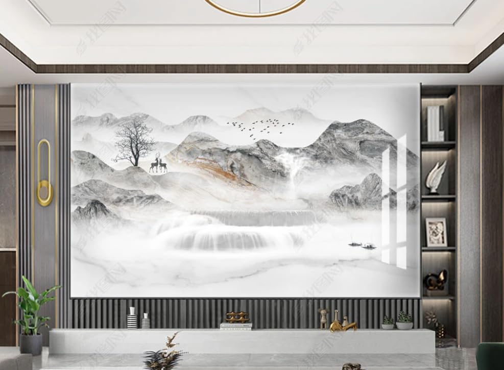 Papier peint intissé paysage de pierre pour habiller un grand mur vide de salon
