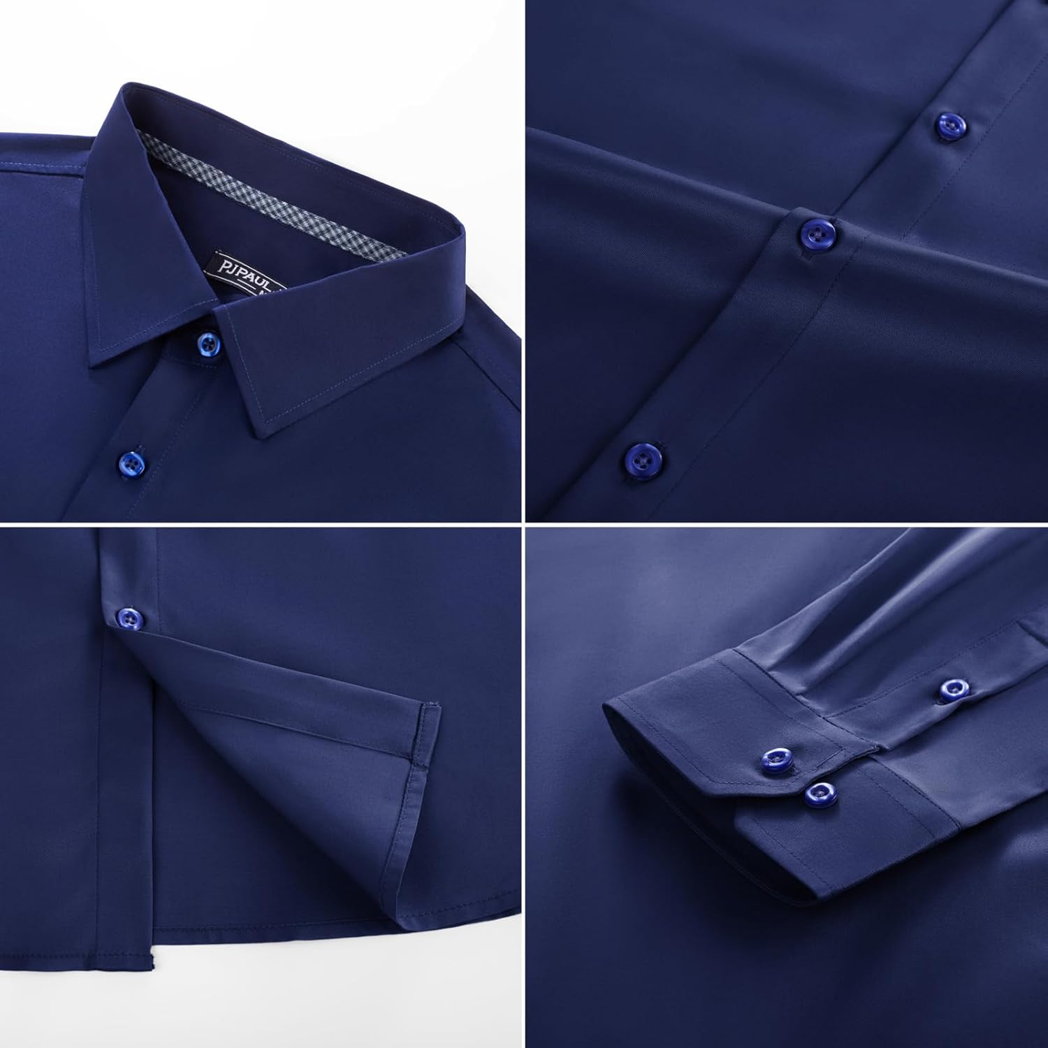 PJ PAUL JONES Men's Slim Fit Dress Shirts Business Casual Long Sleeve Stretch Wrinkle Free Shirt - Image 6