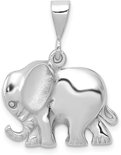 Colgante de elefante de oro blanco sólido de 14 quilates (0,75 x 0,98 pulgadas)