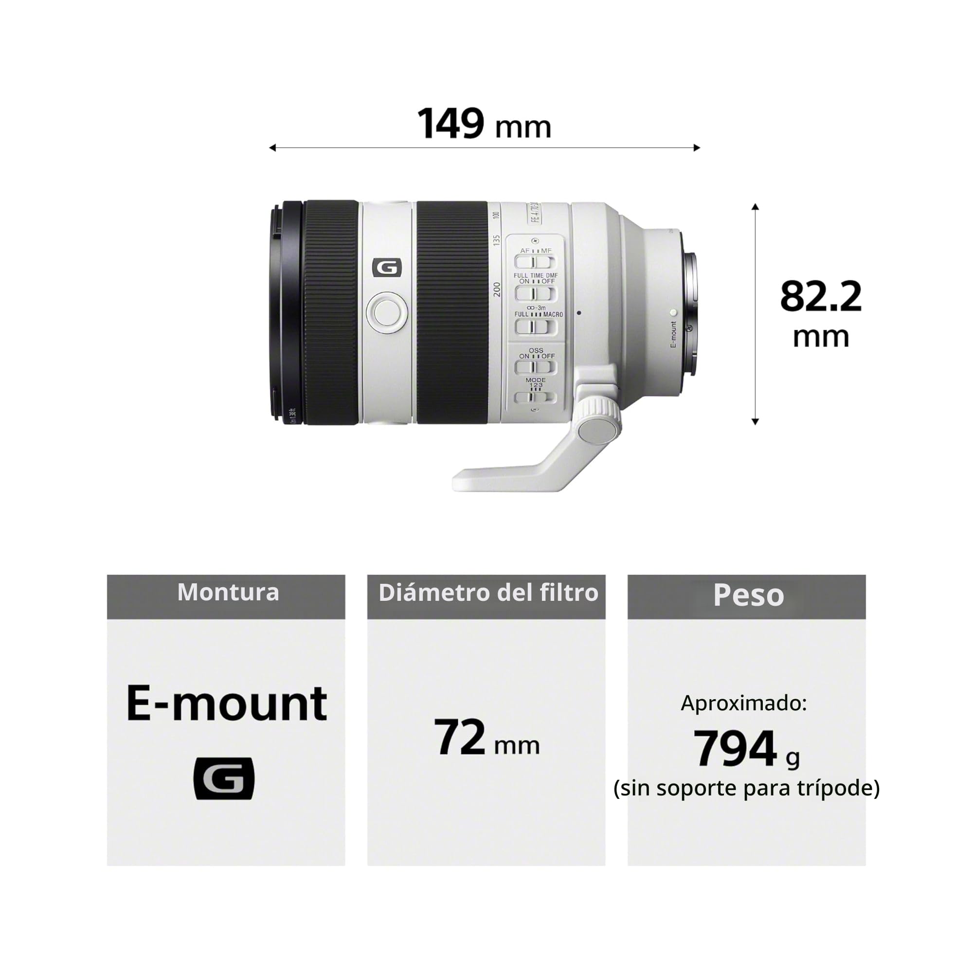 Sony SEL70200G2 – 70-200 mm F4 G Teleobjetivo Zoom Full Frame & APS-C, Ligero, Montura E. Ideal para Naturaleza, Deportes y Retratos (Compatible con Serie A7, ZV-E10, A6400, A6700)