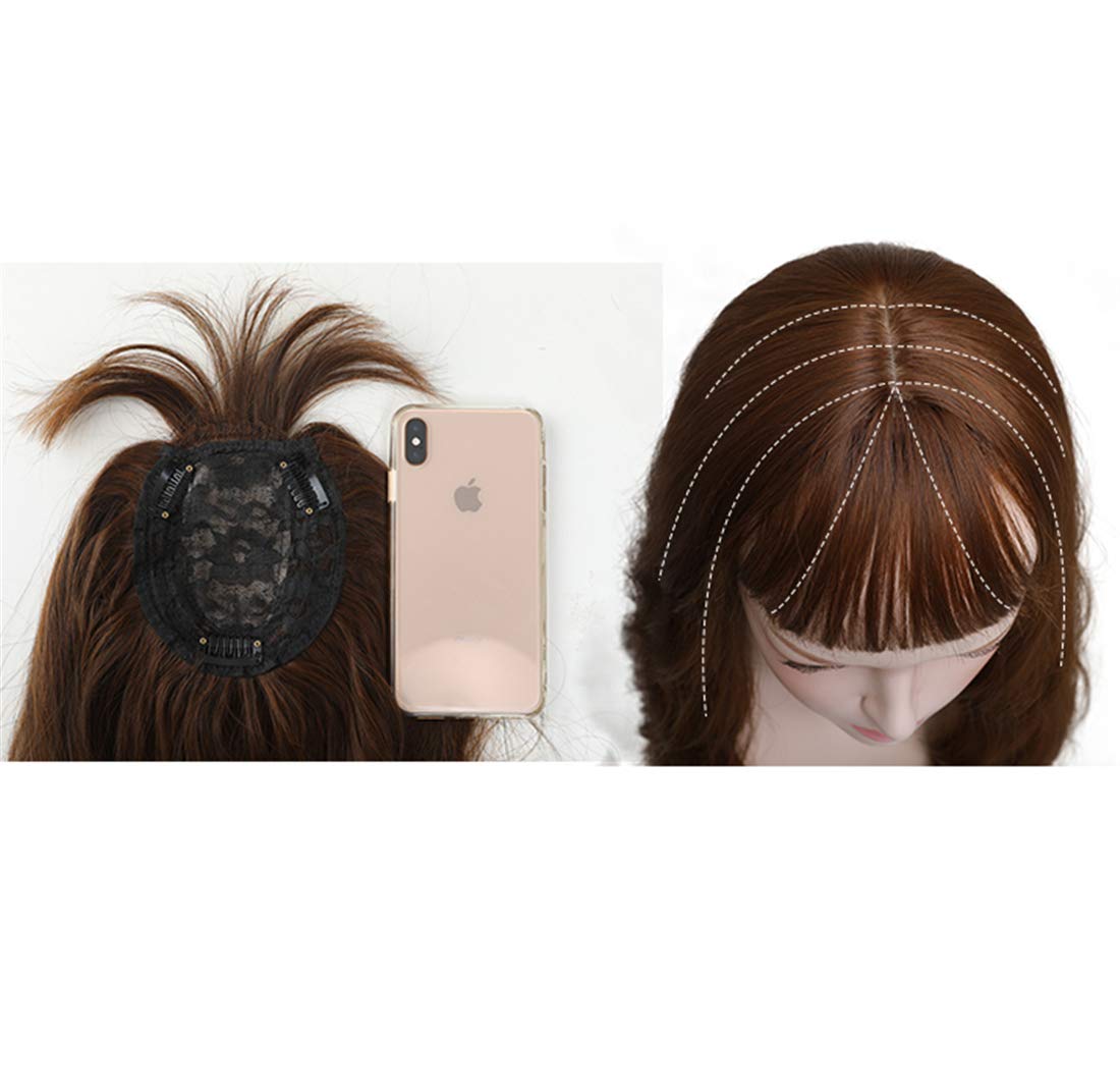 60cm Body Wave Clip in Crown Topper Hairpiece with Bangs for Women with Thinning Hair, Black