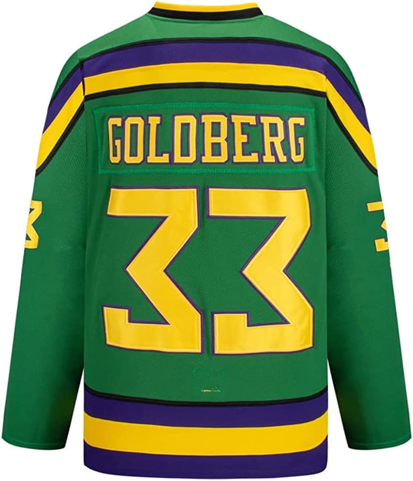 Ducks Jersey Movie Ice Hockey Jersey Broidery Letters and Numbers (33 Green,S)