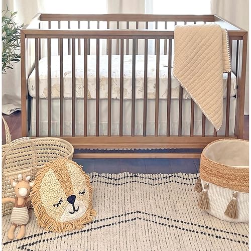 Crane Baby Safari Nursery Decor Crib Sheet, 100% Cotton Fitted Sheet for Standard Mattress 28in X 52in, Breathable Toddler Bed Sheet for Boys and Girls