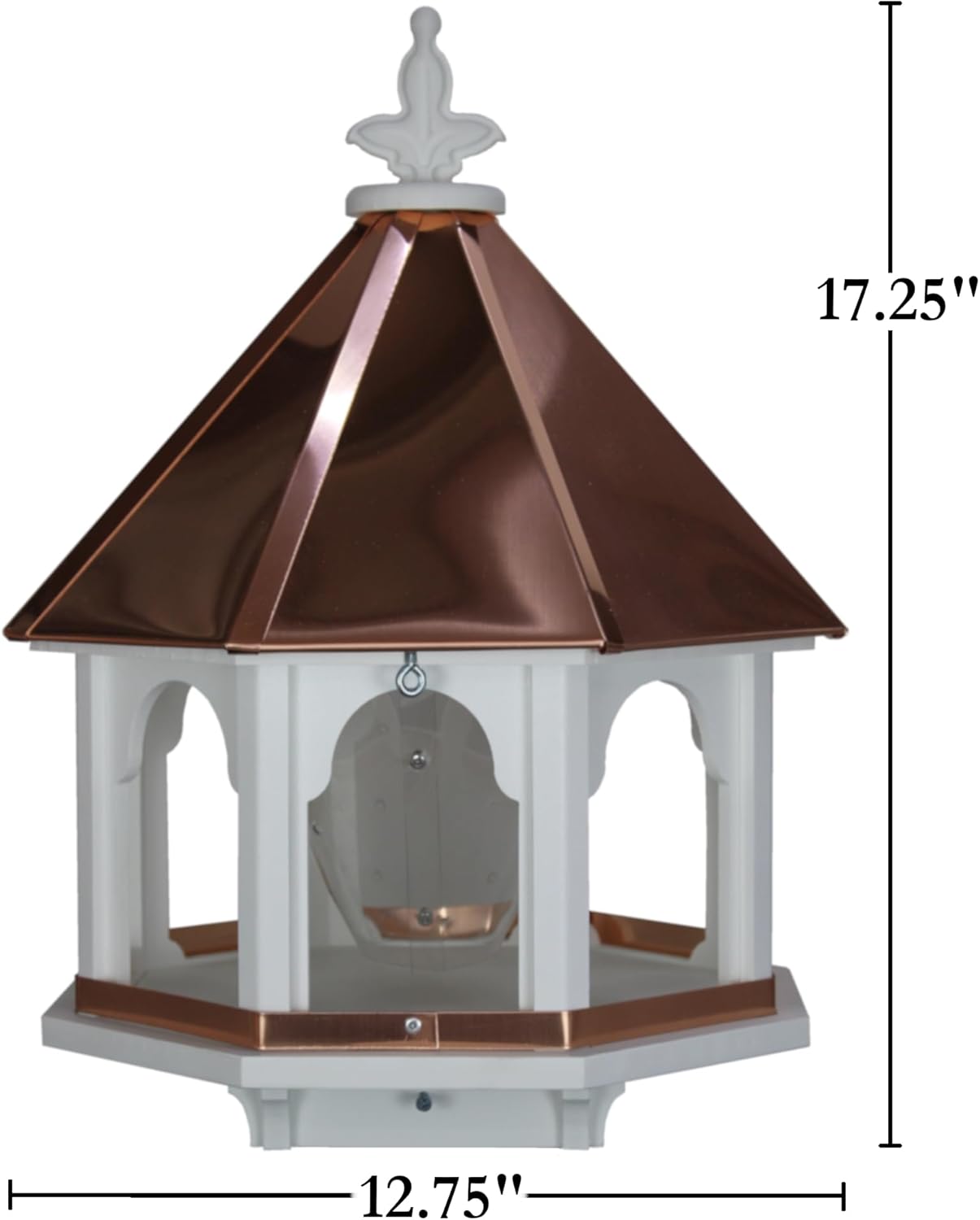 Octagon Wild Bird Feeder Solid Cellular PVC Clear Copper Roof Made in The USA (SBF8C)