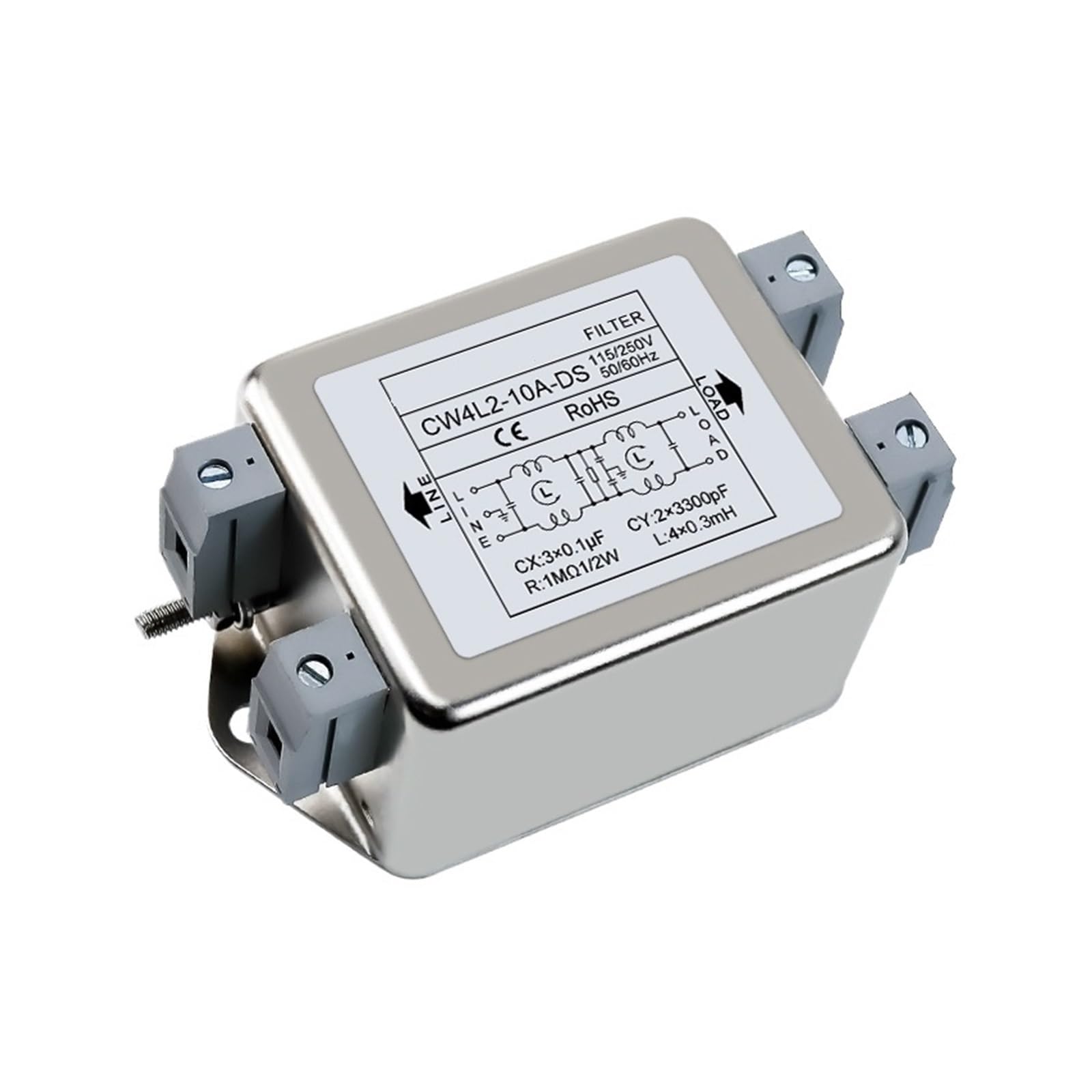 Filtre de puissance à double étage CW4L2-10A-DS monophasé AC 220V