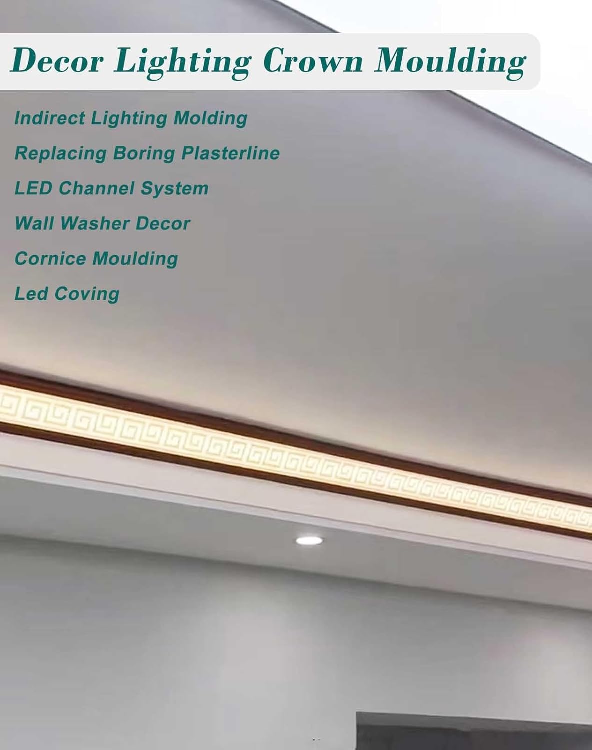 Wood Grain LED Track Crown Molding - Aluminum Ceiling Trim for Indirect Lighting, Wall & Ceiling Moulding with Diffuser Channel (B, 1pc) - Elegant Home Decor Upgrade