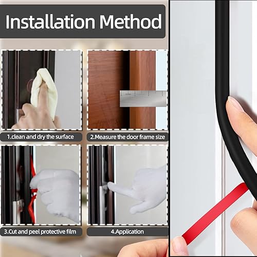 Miniatura 4 de Tira de sellado de puerta de 19.7 pies, tira de sellado de goma autoadhesiva en forma de D, burlete de puerta insonorizado para ventana (blanco)