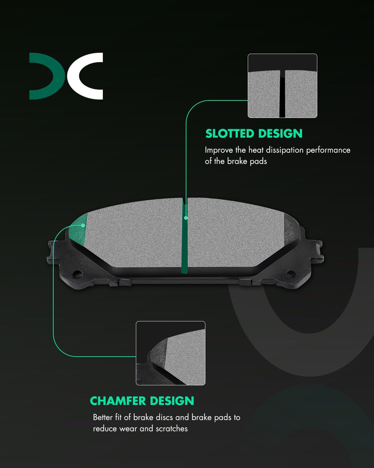 SCITOO Ceramic Front Rear Disc Brake Pad Set fit for 2010-2015 for LEXUS RX350, 2010-2015 for LEXUS RX450h, 2014-2019 for TOYOTA Highlander, 2011-2019 for TOYOTA Sienna
