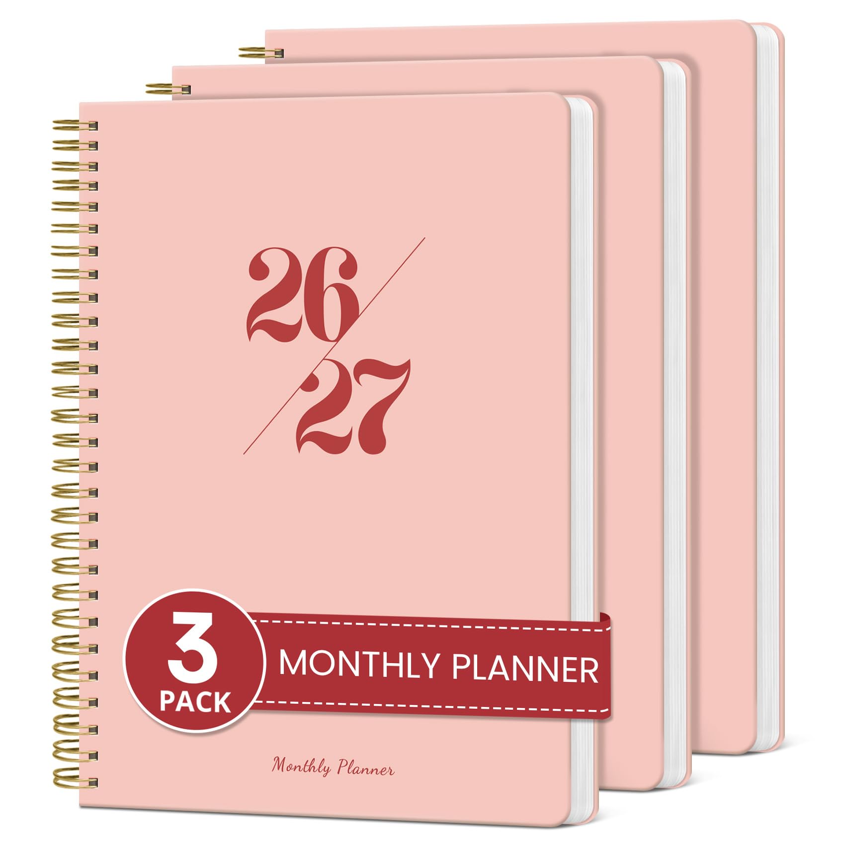 Taja Monthly Planner 2026-2027 3 Pack 7" x 10" Pink | Student & Office Organizer - main product image