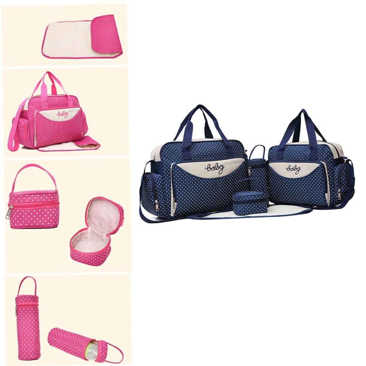GALPADA Mama Tasche 5 Stück mit Großem Fassungsvermögen aus Stoff | Blau, Superleicht und Vielseitig, Chic und Fashion, für Gym und Strand