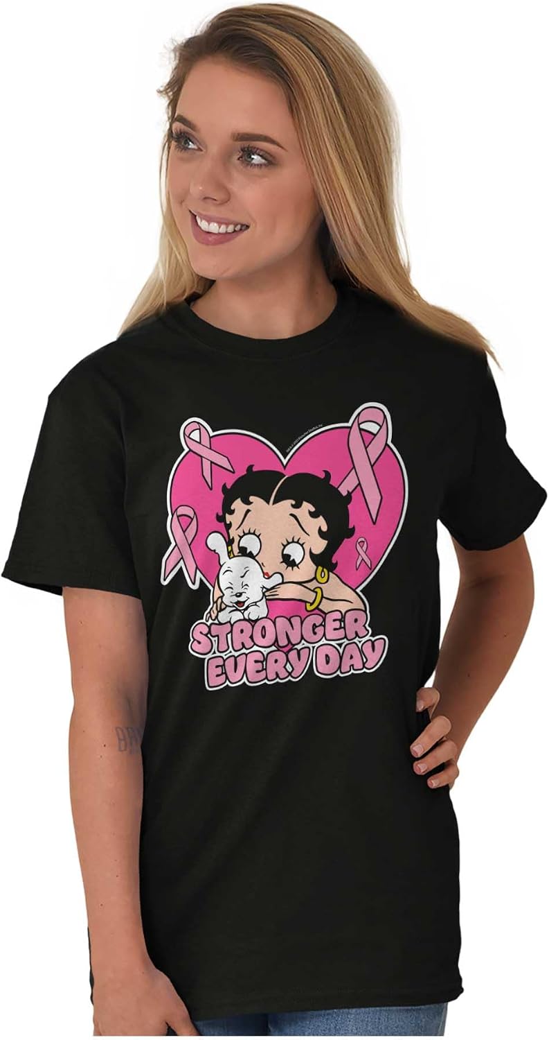 Betty Boop Cancer Stronger Every Day Womens Graphic T Shirt Tees