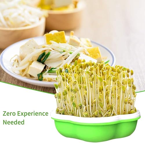 Miniatura 4 de Bandeja para germinar semillas con tapa, forma libre de suciedad y capacidad portátil, sin BPA, verde (2 unidades)